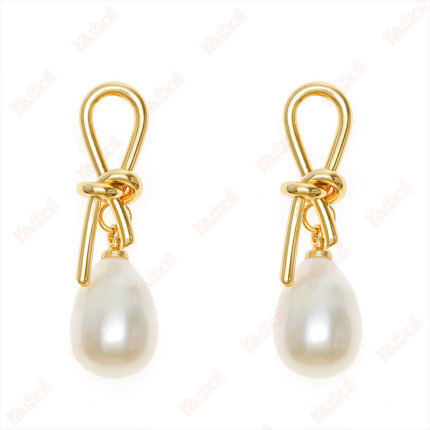 high quality gold plated pearl earrings